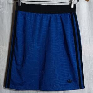 Adidas Skirt Small Blue Textured Zip Back Bloke Elastic Waist